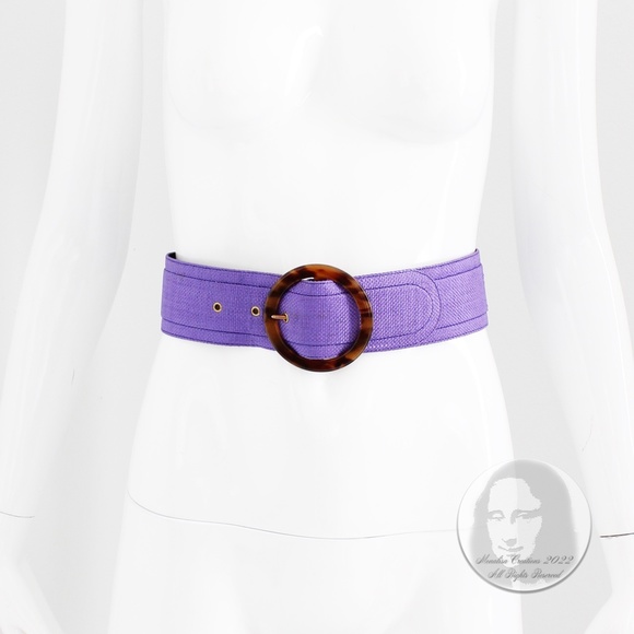 Vintage Belt by Ungaro Parallele with Round Resin Buckle Wide Purple Fabric Sz36 - Picture 2 of 10